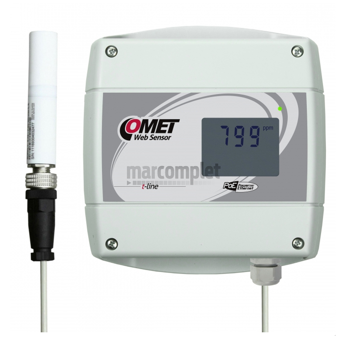 COMET T5641 - WebSensor s PoE - snímač koncentrace CO2 s výstupem Ethernet,  sonda 0 až 10000 ppm, kabel 1 m : MARCOMPLET velkoobchod měření a regulace